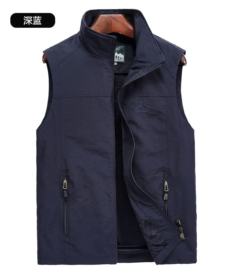 1908# MEN'S Waistcoat Spring Summer Outdoor Sports Casual Quick-Dry Fishing Vest Photography Reporter Vest