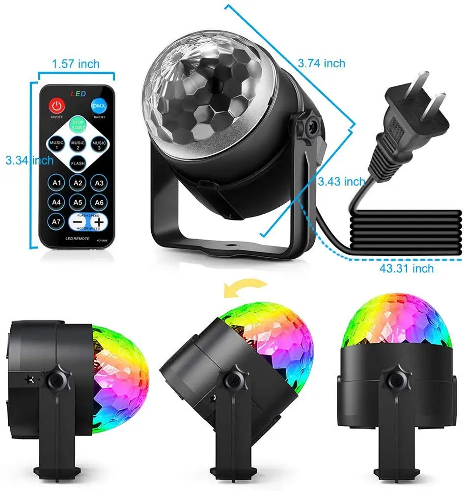 Party Lights Disco Ball Disco Lights,Dj Rave Lights TONGK Led Strobe Lights Sound Activated Stage Projected Effect Dancing Lights Remote Control for Birthday Xmas Wedding Bar Kids Christmas-2 Packs