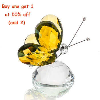 

Buy one get 1 at 50% off (add 2) H&D Crystal Butterfly with Base Figurine Collection Glass Animal Ornament Statue Souvenir Gift