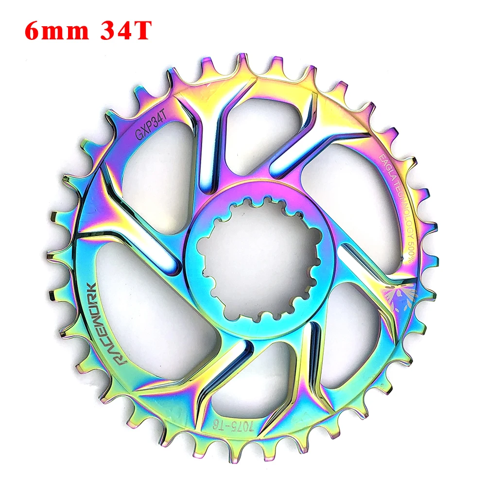 RACEWORK GXP горный велосипед передняя Звездочка 32/34/36/38T для SRAM GXP GX Орел XX1 X9 модными принтами XO X01 шатун со звездочкой MTB велосипедная звездочка цепной передачи - Цвет: 6mm 34T