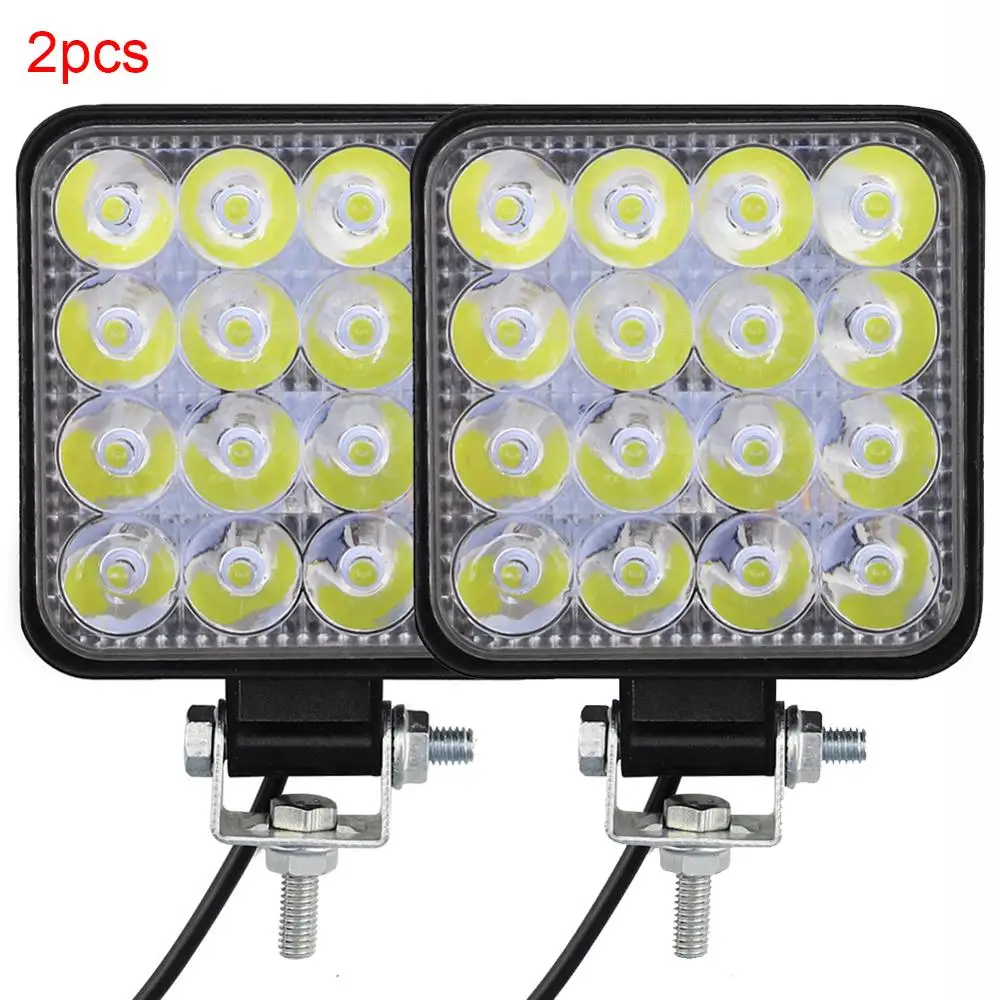 

2Pcs 48W Car SUV Truck Driving Fog Lamp Square Bright LED Spotlight Work Light For Car Repairing Camping Hiking Backpacking Lamp