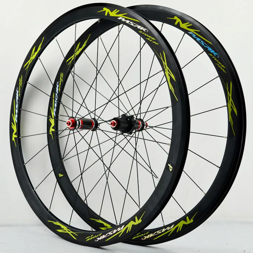 PASAK 700C Wheels Road Bike Wheelset Aluminium Alloy Double Layer Wheel Rim V C Brakes 30mm 40mm Rim 20H Hubs in Carbon Wrapped
