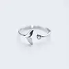 Exquisite Whale Tail Plain Band Ring Fish Earring Romantics Adjustable Opening Lover Rings Solid Ring Jewelry Gift 2