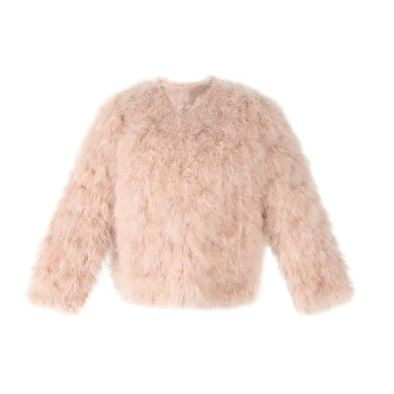 Real Fur Coat Women Fashion Coats Winter Ostrich Jackets Natural Turkey Feather Fluffy Outerwear Lady C418-1 | Женская одежда