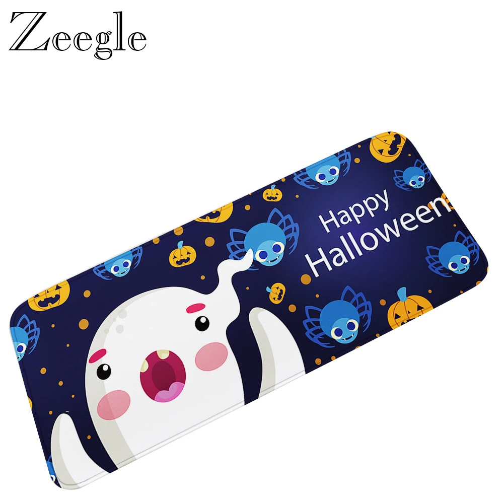 Carpet Halloween Rug Long Rectangle Kitchen Carpet Anti-slip Absorbent Kids Room Floor Mat Bedside Carpet Mat Flannel Foot Mat