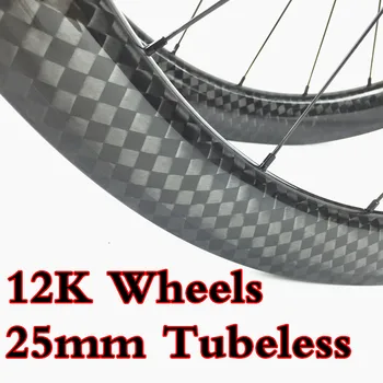 

12K Bike wheels Road bike Carbon Wheelset Bicycle wheel 700c 50mm clincher carbon rear wheel 25mm wide U shape Powerway R51 hub