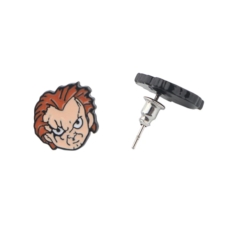 P4195 Dongmanli Child's Play Ghost Studs Earrings For Womens Stainless Steel Pierce Stephen King's It Earrings Jewelry Girls