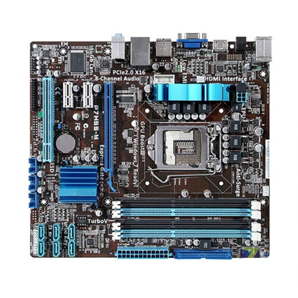 Материнская плата для настольного компьютера Asus H55 Socket LGA 1156 i3 i5 i7 DDR3 16 ГБ ATX UEFI BIOS