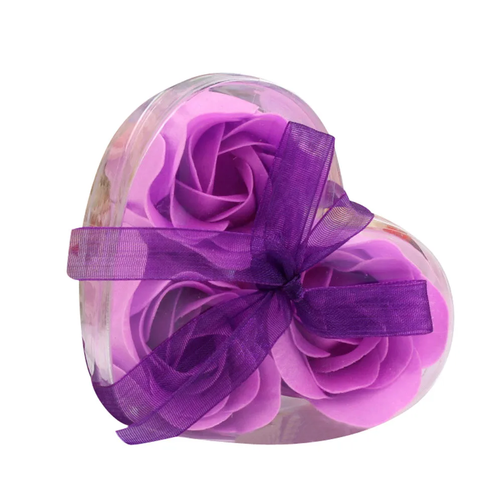 3 шт., ароматизированное мыло для тела с лепестками роз, подарок на свадьбу, аксессуары для ванной, отшелушивающая губка, щетка для тела FDH - Цвет: Сливовый