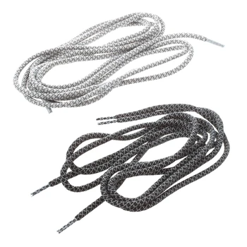 

2 Pairs Round Rope 3 Meter Reflective Runner Running Sport Shoe Laces Shoelaces A-Style , Black & Gray