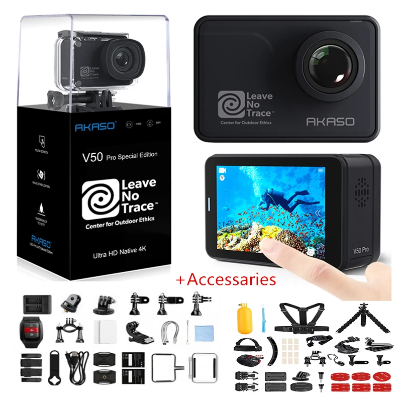 - AKASO V50 Pro SE Access Fund Special Edition Action Camera Touch Screen 4K60 Waterproof Camera WiFi Remote Control Sports Camera