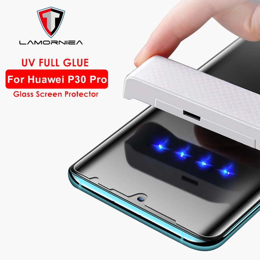 UV Glue Sceen Protector For Huawei P30 Pro Liquid UV Tempered Glass For Mate 20 Pro P20 Honor 20 9X 8X Nova 5 Pro