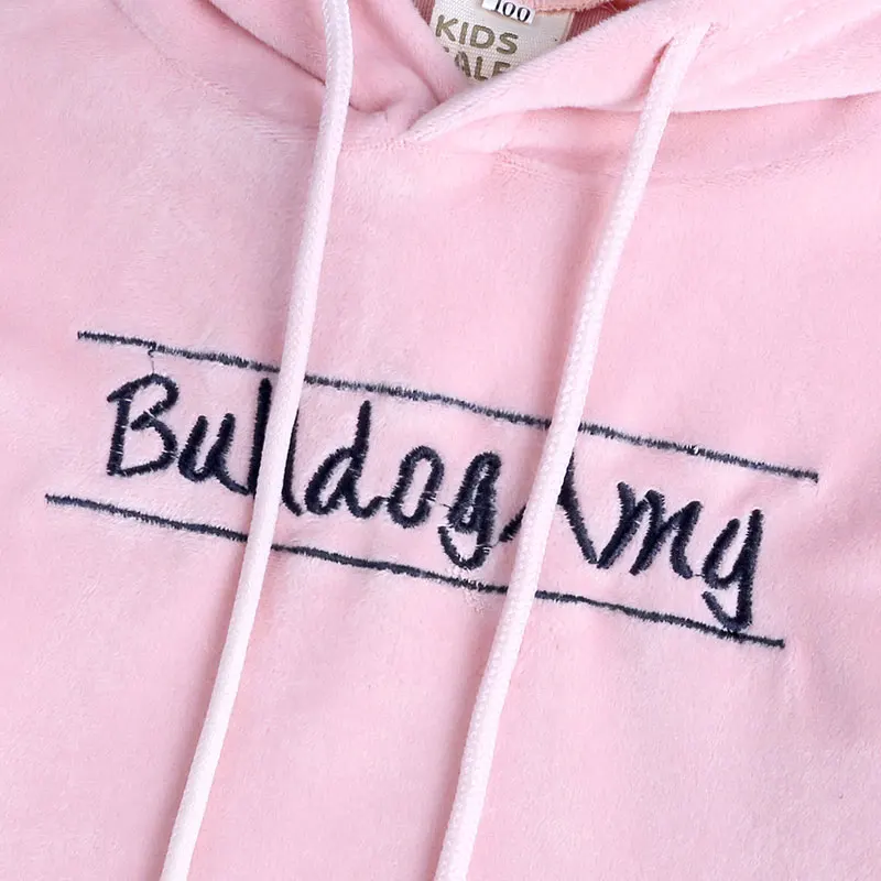 Gold Velvet Hooded Children Girls Sportswear Spring Autumn Kids Girl Clothes Sets Fashion Long Sleeve Tops+Pants 2 Piece