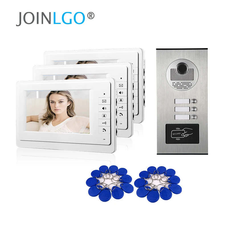 7\ Screen Apartment Video Intercom Door Phone System 3 White Monitors RFID Access Door Camera for 3 Family House FREE SHIPPING 7\ Screen Apartment Video Intercom Door Phone System 3 White Monitors RFID Access Door Camera for 3 Family House FREE SHIPPING