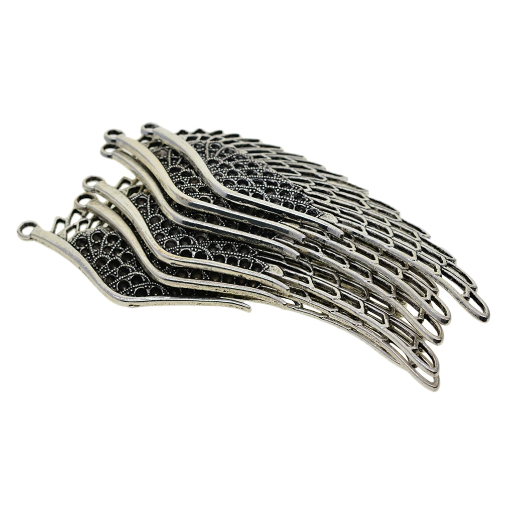 6pcs Large Wing Charms Bird Angel Wings Charm Antique Silver Charms 108x38mm