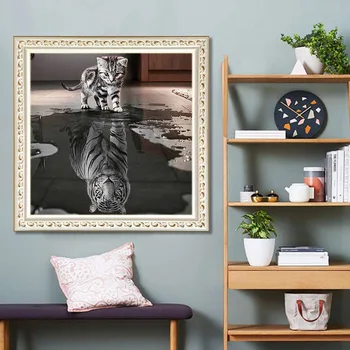 

Kids DIY 5D Rhinestone Drawing Diamond Painting Kit Mosaic Cat Tiger Animal Pictures Full Drill Embroidery Cross Stitch Art Toy