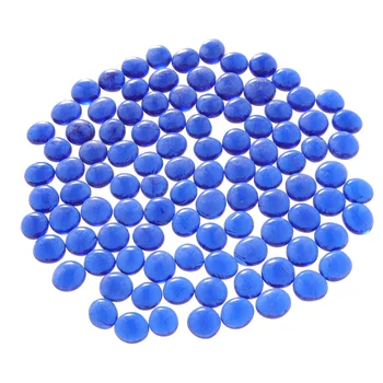 

100Pcs Glass Stone Clear Marbles Fish Tank Pebbles Flat Bottom Round Top Features Florist Supplies Dark Blue