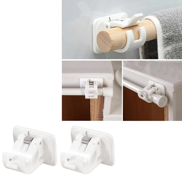 2pcs Self Adhesive Curtain Rod Bracket Universal Curtain Rod Holders  Drilled or Self-Adhesive Curtain Rod Hooks Bathroom Kitchen - AliExpress