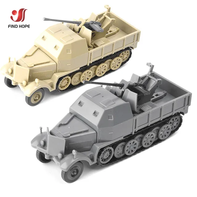 1/72 4D SD.KFZ.7/2 Half track Anti-aircraft Armoured Vehicle Assemble Model Air Defense Military Built Block Sandpan Game Toy 1