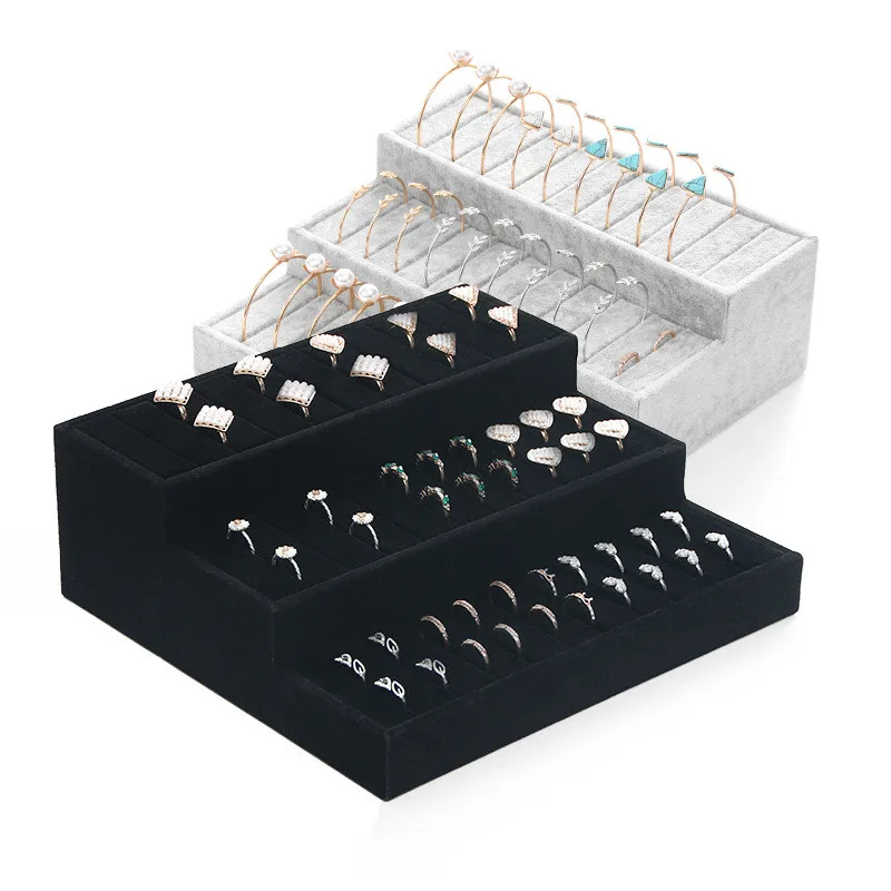 

Black/Gary Wood+Velvet Jewelry Display Bracelet Display Bangle Ring Display Case For Jewelry Organizer Holder Display Stand Rack
