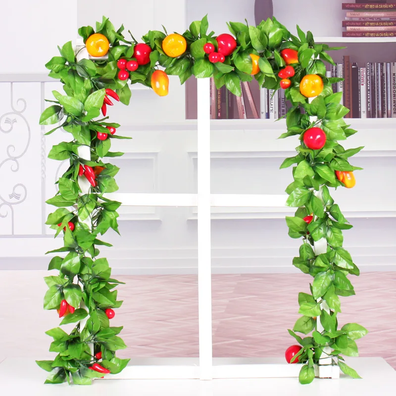 Искусственные фруктовые гирлянды искусственные листья растений лозы дома отель фруктовый магазин украшения фон стол маленький вишневый яблочный апельсиновый