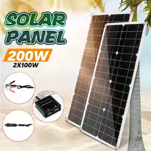 Уличная солнечная панель 200 Вт/100 Вт 18 в монокристаллическая солнечная батарея 30 см DC Мужской кабель водонепроницаемый разъем зарядное устройство для батареи для наружного использования