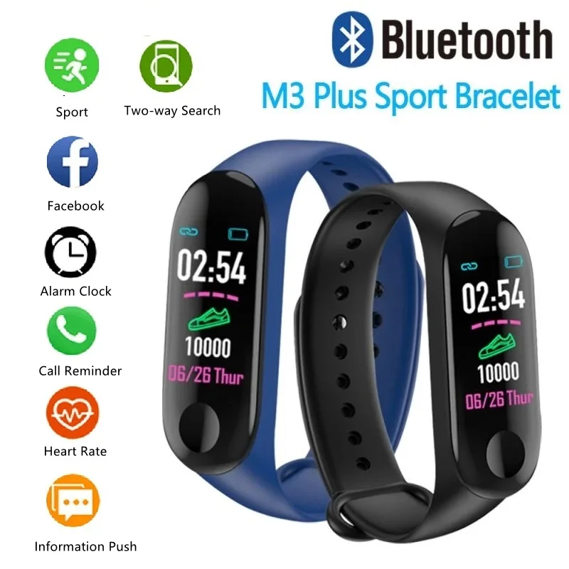 M3 Plus спортивные Смарт-часы умный браслет пульсометр водонепроницаемый