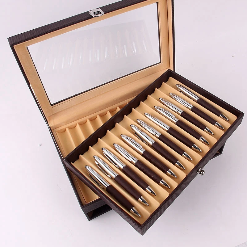 

Hot Sale 24 Pen Fountain Wood Display Case Holder Wooden Pen Box Storage Collector Organizer Box Black