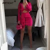 Kim kardashian autumn bodycon solid elegant v neck dresses 4
