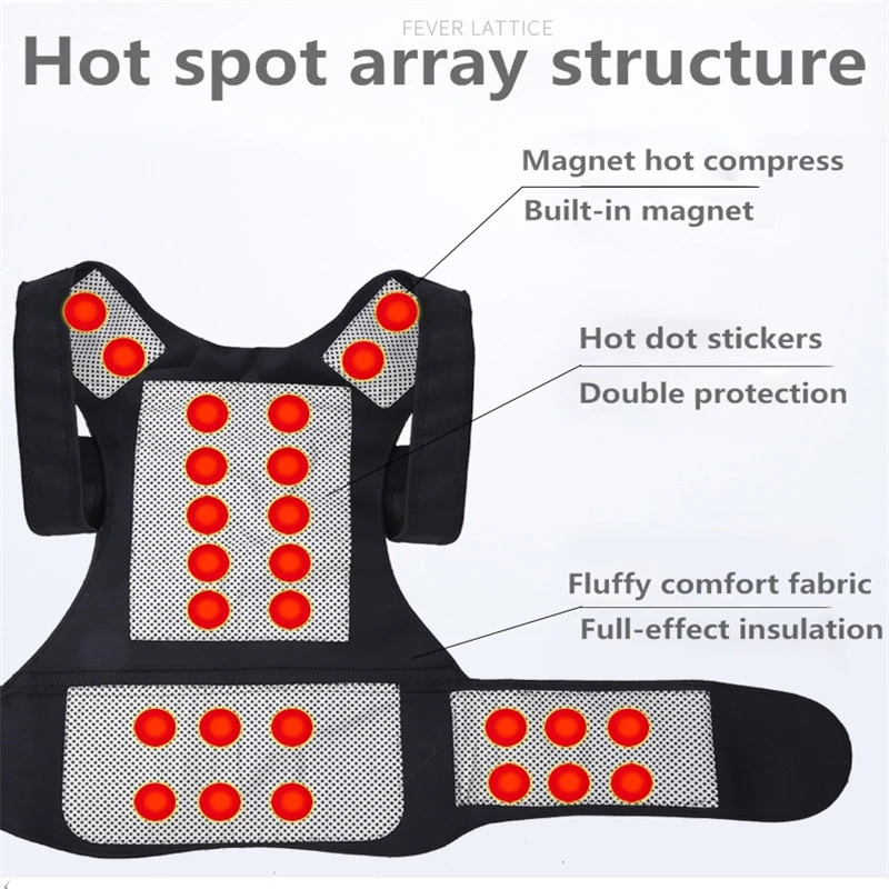 Турмалин Жилет Self-греющая подкладка Поддержка Пояс Корректор осанки позвоночника плеча сзади Облегчает боль в пояснице Для мужчин и Для женщин сидя