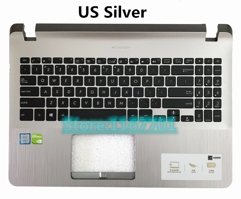 Laptop US Keyboard House Shell Cover for Asus Vivobook 15 X507 Y5000 Y5000U Y5000UB Silver Gray RU 13N1-3XA0911 | Компьютеры и офис