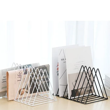 

Metal Triangle Book Shelf Creative Nordic Wrought Iron 9 Grid File Storage Arts Crafts Hanger Rack Office Desktop Book Shelves