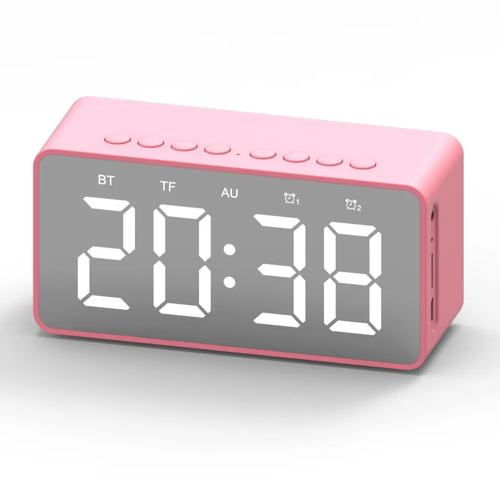 

BT506 LED Alarm Clock Wireless Speaker Mini Mirror With Screen Clock Gift Card Bass Small Sound Professional
