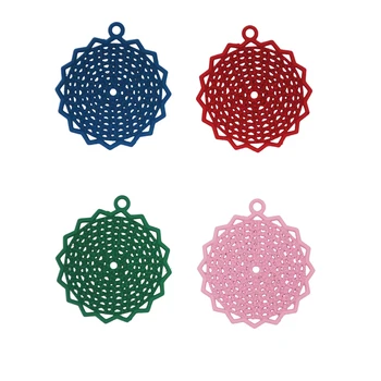 

30pcs/Lot Spray Paint Pendants Geometric Round Colorful Flower of Life Filigree Stamping Jewelry DIY Findings 23*25mm