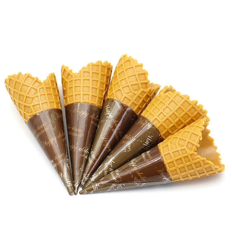 10Pcs 3D Simulation Ice Cream Cone Resin Cabochon Decoration Crafts Miniature Fake Food DIY Embellishments for Scrapbooking