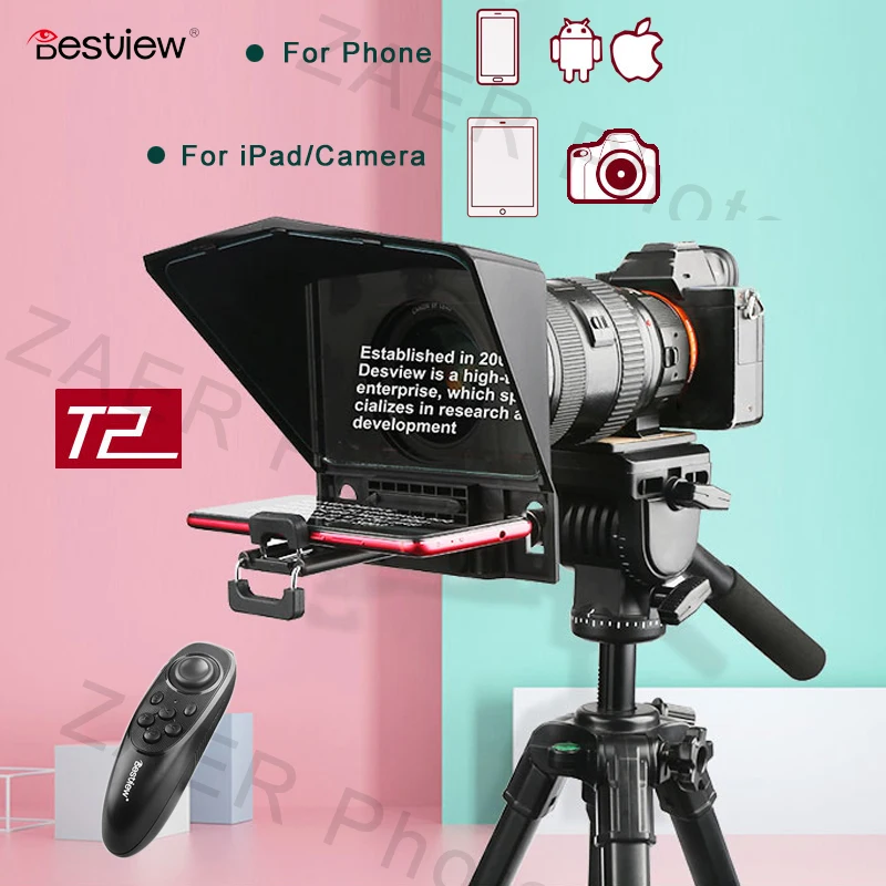 Телеprompter Bestview T2 для телефонов IOS и Android цифровых зеркальных камер Canon Nikon Sony фото