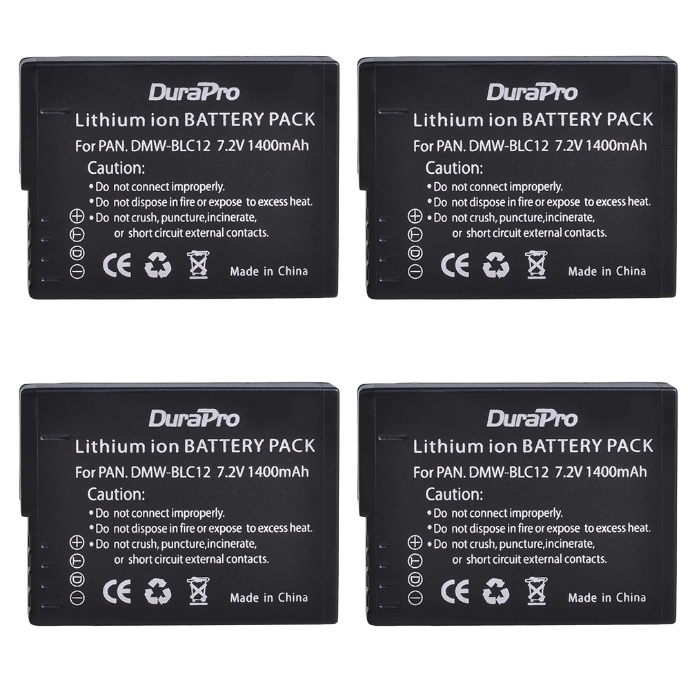 4 battery DuraPro DMW-BLC12 ДМВ BLC12E BLC12PP Батарея для цифрового фотоаппарата Panasonic DMW-BLC12E DMW-BLC12PP FZ200 FZ1000 DMC-G5 DMC-G6 GH2 V-LUX4 G5 - Цвет: 4 battery