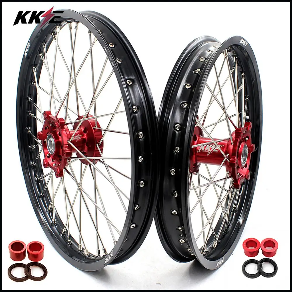 Колесные диски KKE 21/19 MX для мотоциклов SUZUKI RMZ250 2007-2020 RMZ450 2005-2020 красные ступицы