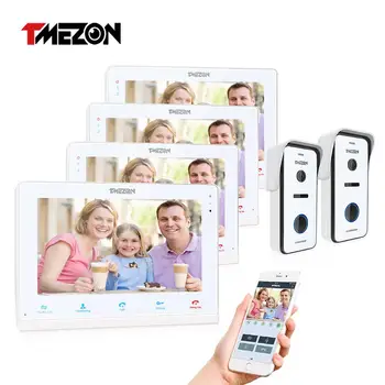 

TMEZON Wireless/Wifi Smart IP Video Doorbell Intercom System ,10 Inch+3 x 7 Inch Monitor with 2x720P Wired Door Phone Camera