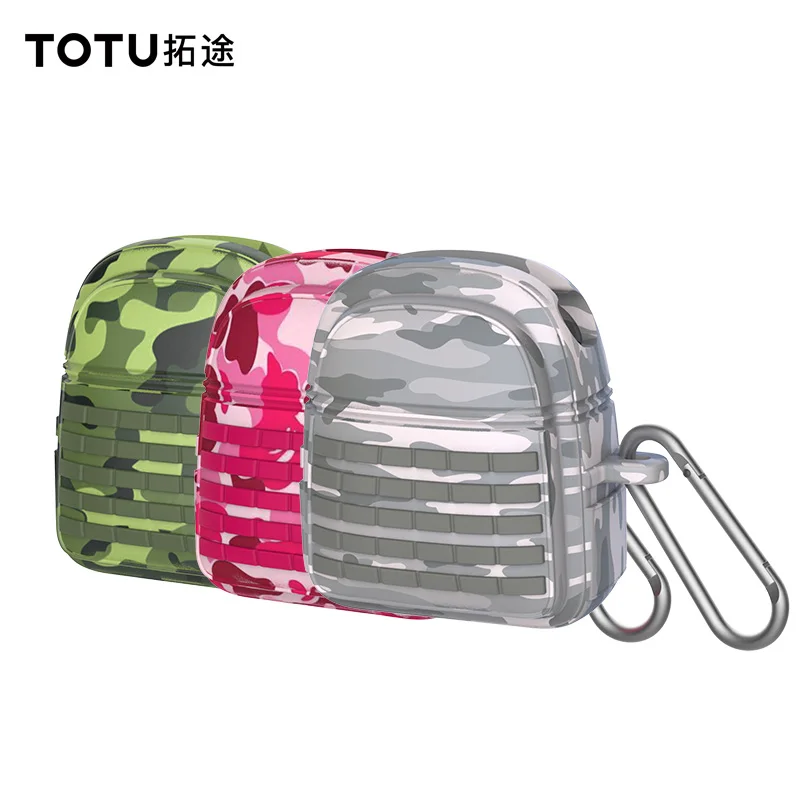 

TOTU Camo Portable Earphone Case For Apple AirPods Cover For Wireless Bluetooth Headphone Air Pods Pouch Protective With Hook