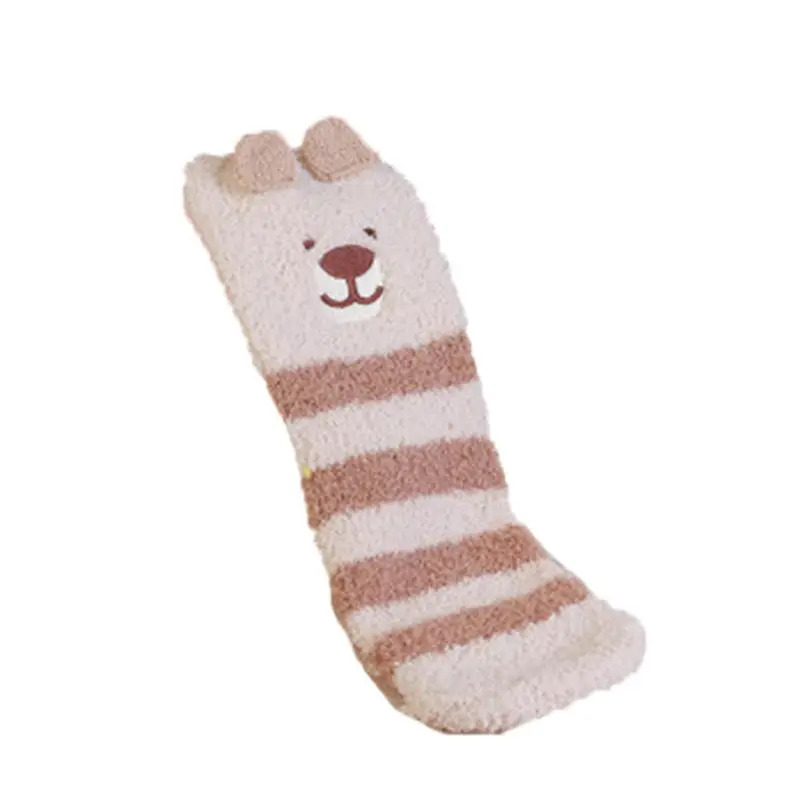 Для женщин девочек красочные в помещении пушистый приятные тапочки носки, 3D милые Животные Зимние Теплые Экипаж ворсистые носки экономичная упаковка F42F