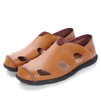 

Summer Shoes Men Genuine Leather Sandals High Quality Men's Casual Shoes Brand Non-slip Male Sandals Sandalia Masculina