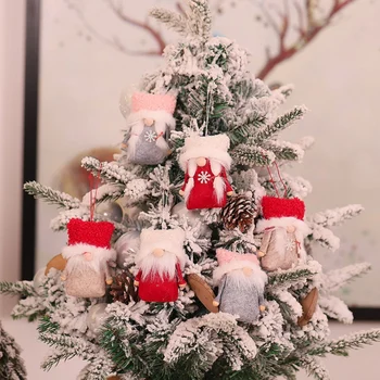 

Mini Gnome Tree Christmas Pendants Drop Ornaments Faceless Doll Hanging Decorations Holiday Party Decor Supplies Gift Top
