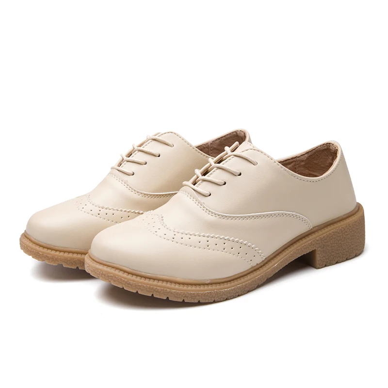 elegant women leather dress footwear ladies classical brogue oxfords trend designer female school moccasins lady height shoes  (2)