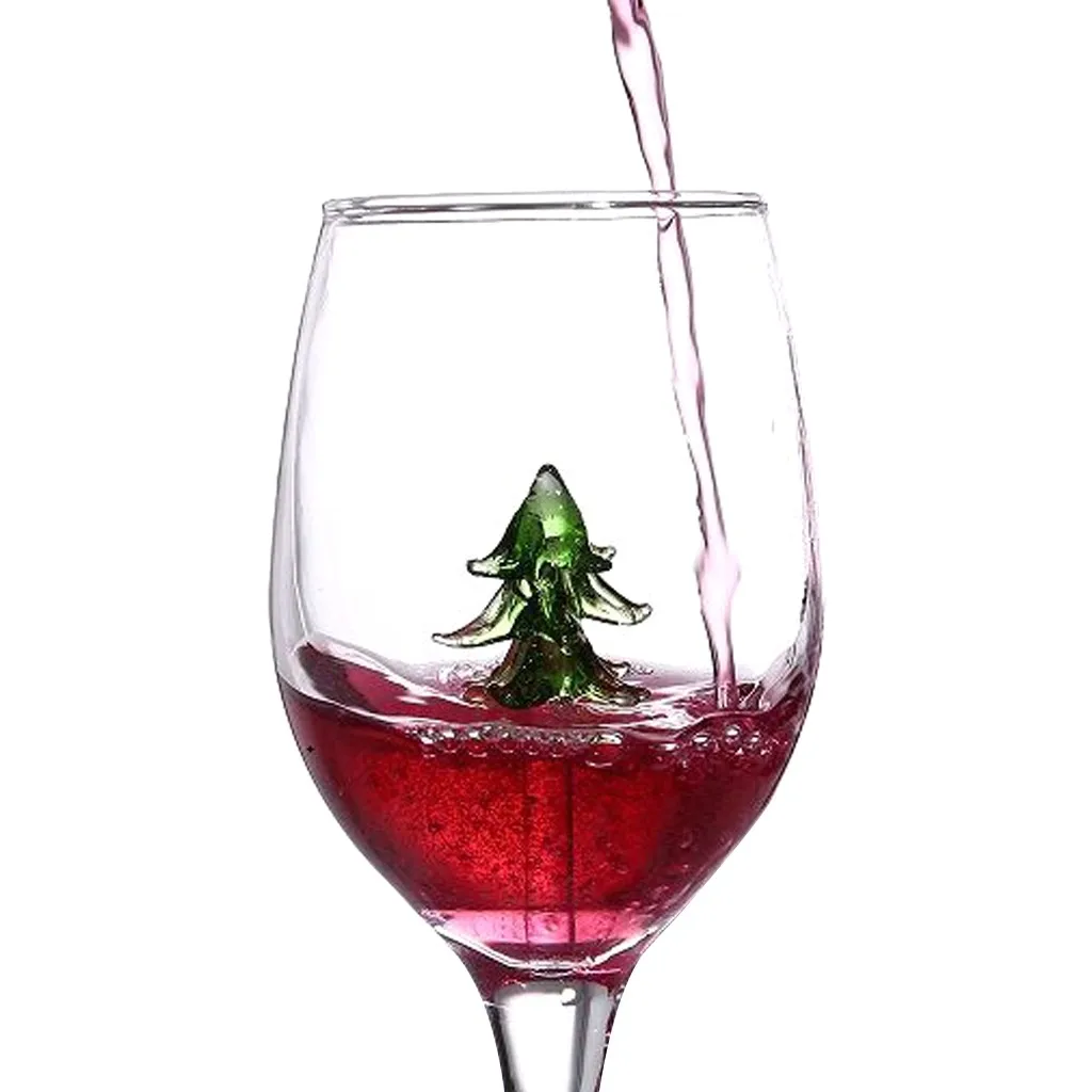 Рождественская елка, бокал для вина, шампанского, виски, вина, питьевая стеклянная чашка, прозрачный Круглый бокал для вина для рождественской вечеринки