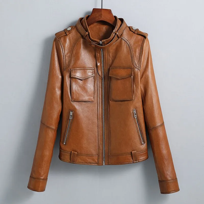 

Women's Fur Coat Real Genuine Leather Jacket Women Clothes 2021 Sheepskin Coat Korean Vintage Slim Short Female Jacket