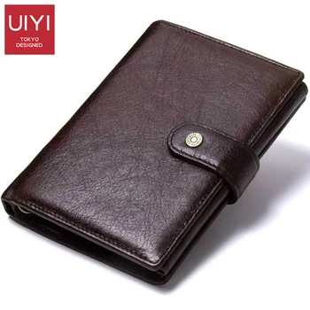 

Multifunctional Buckle ID Holder Vertical Square Genuine Leather Solid Color Short Purse Casual Fashion Portable Men's Purse