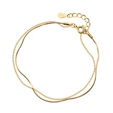 Настоящий 925 пробы, серебряный браслет в стиле минимализма для элегантных женщин, вечерние, классика, Двойная Цепочка, хорошее ювелирное изделие,, аксессуары