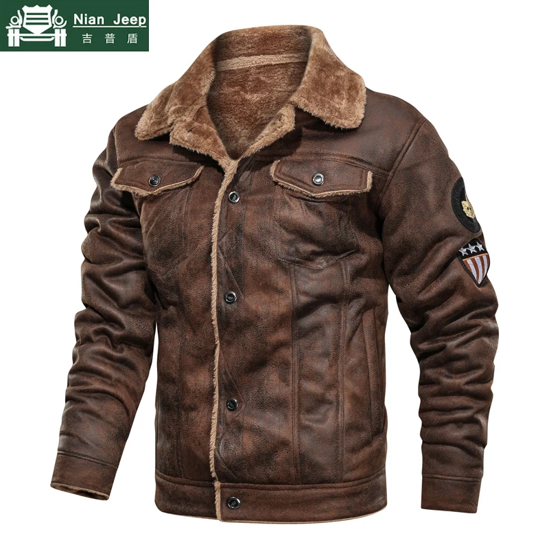 Лидер продаж, зимняя куртка в стиле милитари, Мужская Толстая теплая винтажная куртка, Мужская мотоциклетная верхняя одежда из замши, Chaqueta Hombre, размеры M-3XL
