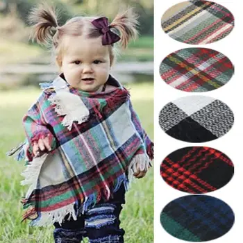 

3-5 Years Kids Toddler Baby Winter Autumn Warm Plaid Wool Scarf Tippet Cappa Infant Girls Boys Fashion Lattices Long Shawl